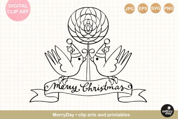 Birds Lollipop Line Art for Festive Designs