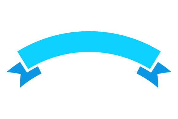 Blue Curved Ribbon: Retro Flat Decorative Element