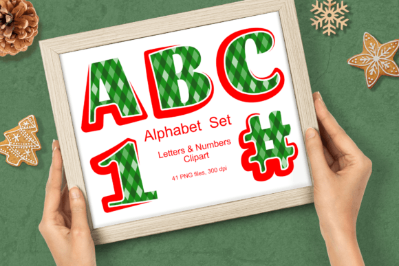 Christmas Red Green Argyle Alphabet Set