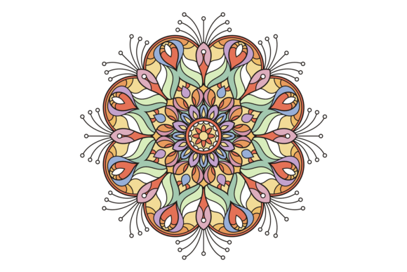 Colorful Ethnic Fractal: Round Tribal De
