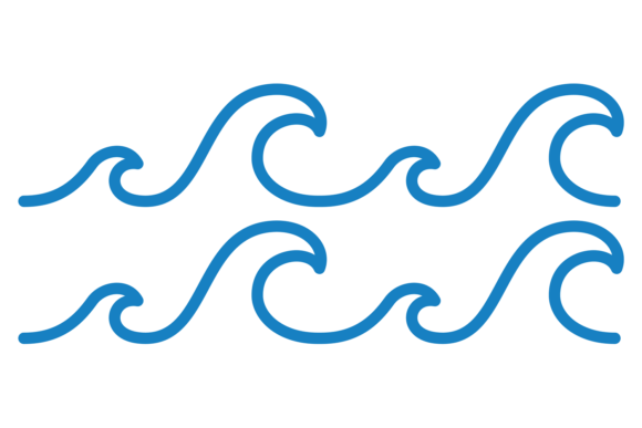 Evaluating Stylized Water Waves: Blue Line Decorative Ornament for Design Projects