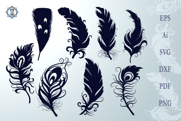 Feathers Silhouettes SVG: Elegant Vector Assets for Design