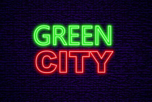 Green City Lettering Neon Sign Font for Vibrant Branding