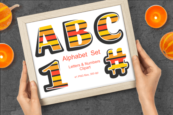 Halloween Alphabet Set Orange Stripes