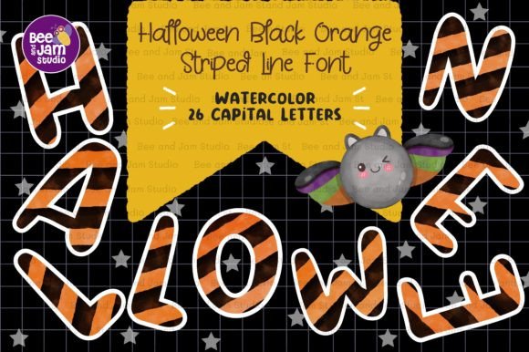 Halloween Striped Line Watercolor Font