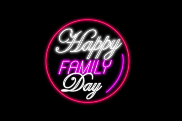 Happy Family Day Lettering Neon Sign Font