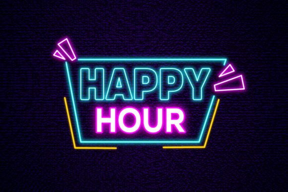 Happy Hour Lettering Neon Sign Font