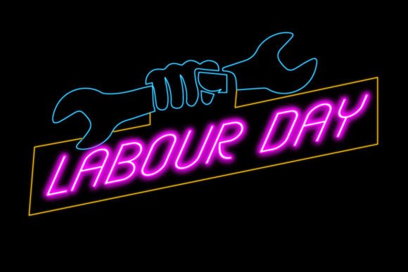 Labor Day Number Neon Sign Font