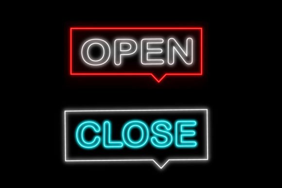 Open or Close Lettering Neon Sign Font