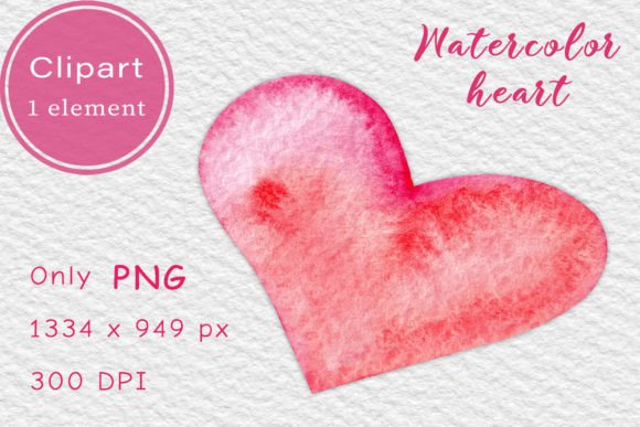 Pink Watercolor Heart. Clipart PNG