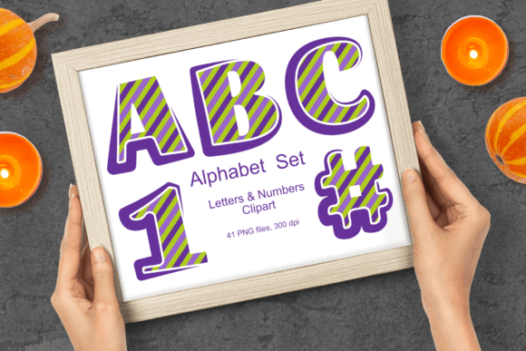Purple Diagonal Striped Alphabet Clipart