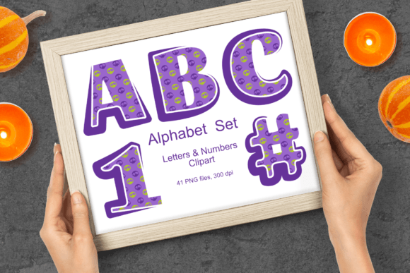 Purple Skulls Halloween Alphabet Set PNG