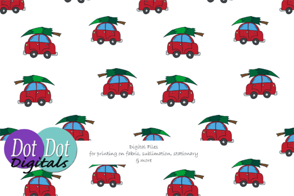 Red Car with Christmas Tree Seamless