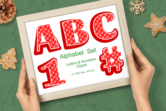 Red Checks Patterned Alphabet Clipart