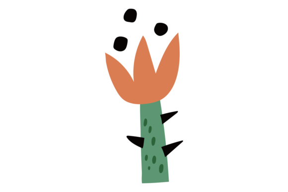 Red Flower with Green Thorns in Decorati