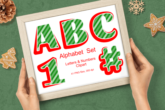 Red Green Diagonal Stripes Alphabet Set