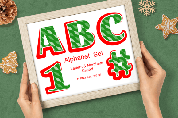 Red Green Geometric Pattern Alphabet Set