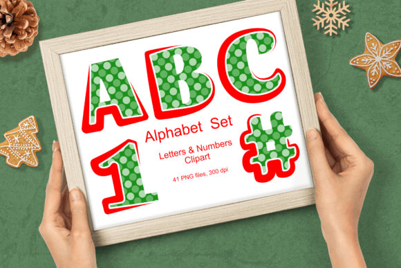 Red Green Polka Dots Pattern Alpha Set