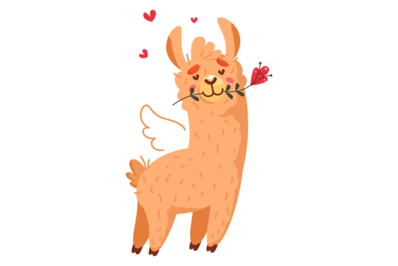 The Charm of the Romantic Llama: Elevating Designs with Red Flowers and Decorative Hearts