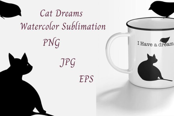 Watercolor Sublimation Cat Dream