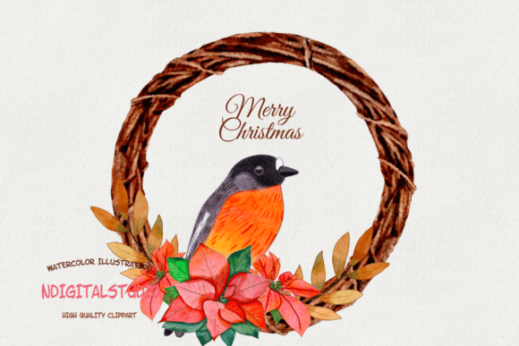 Watercolor Wreath Clipart Graphic
