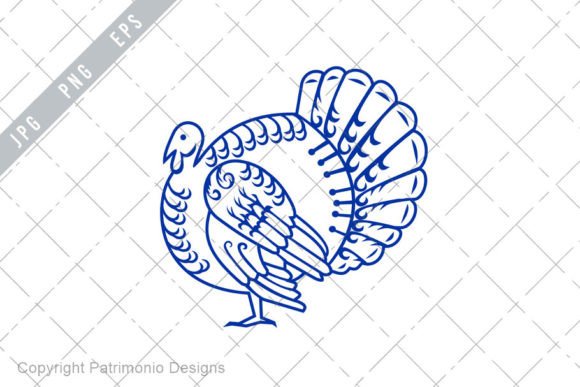 Wild Turkey Side Paper Cut EPS PNG JPG